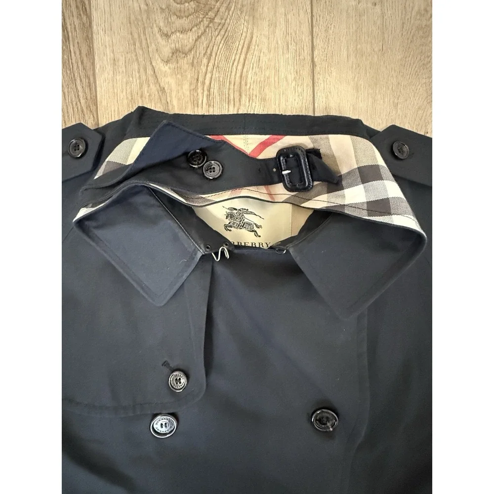 BURBERRY Trench Coat Men's 46 Black NOVA CHECK Detachable Wool Liner FALL 08